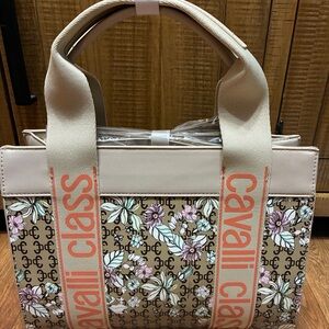 Cavalli Class Floral Tote Handbag NWT